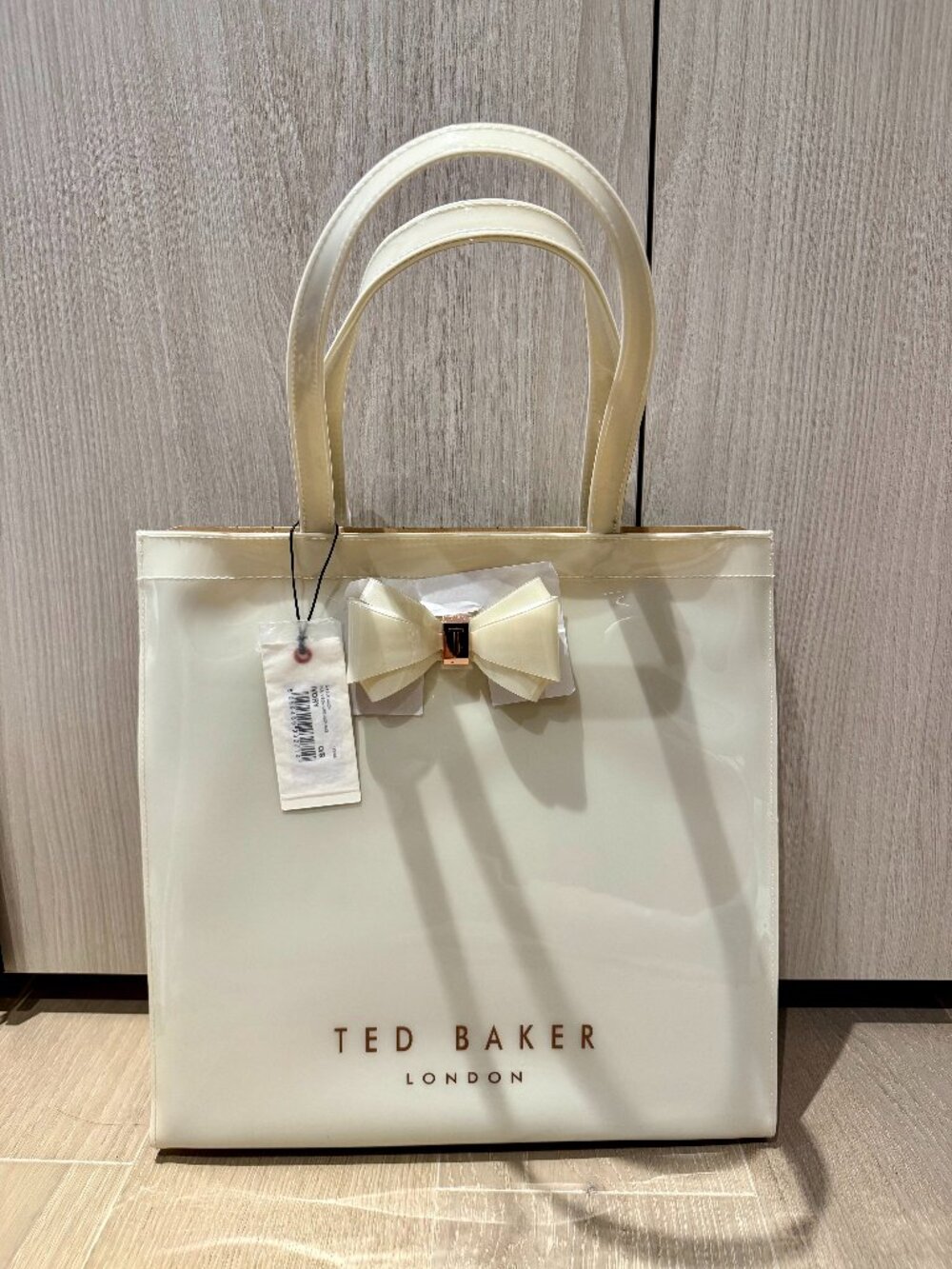 Ted Baker London Large Icon Tote Glossy Cream PVC Bow Bag